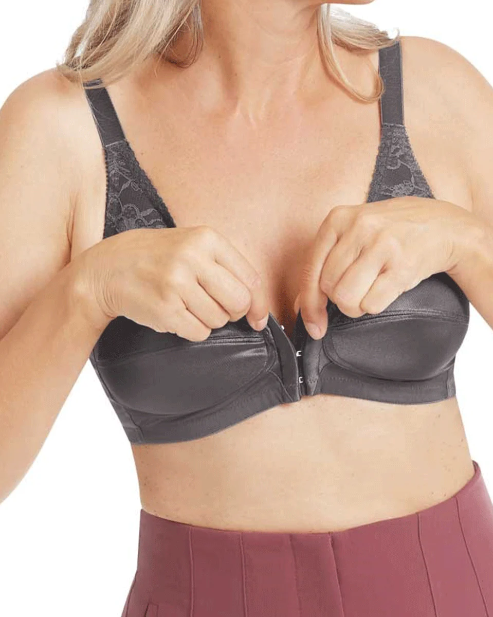 Amoena Nancy Wire-Free Front Closure Bra - Dark Gray - Image 3