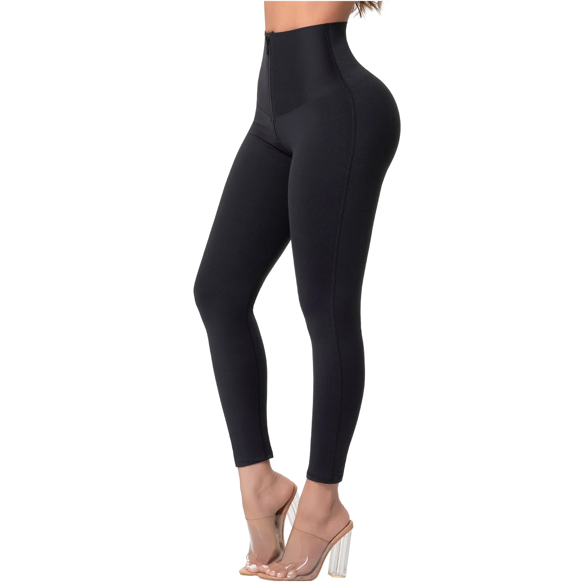 Fajas Salome High-Waist Control Leggings with Front Zipper Butt-Lift & Tummy Control