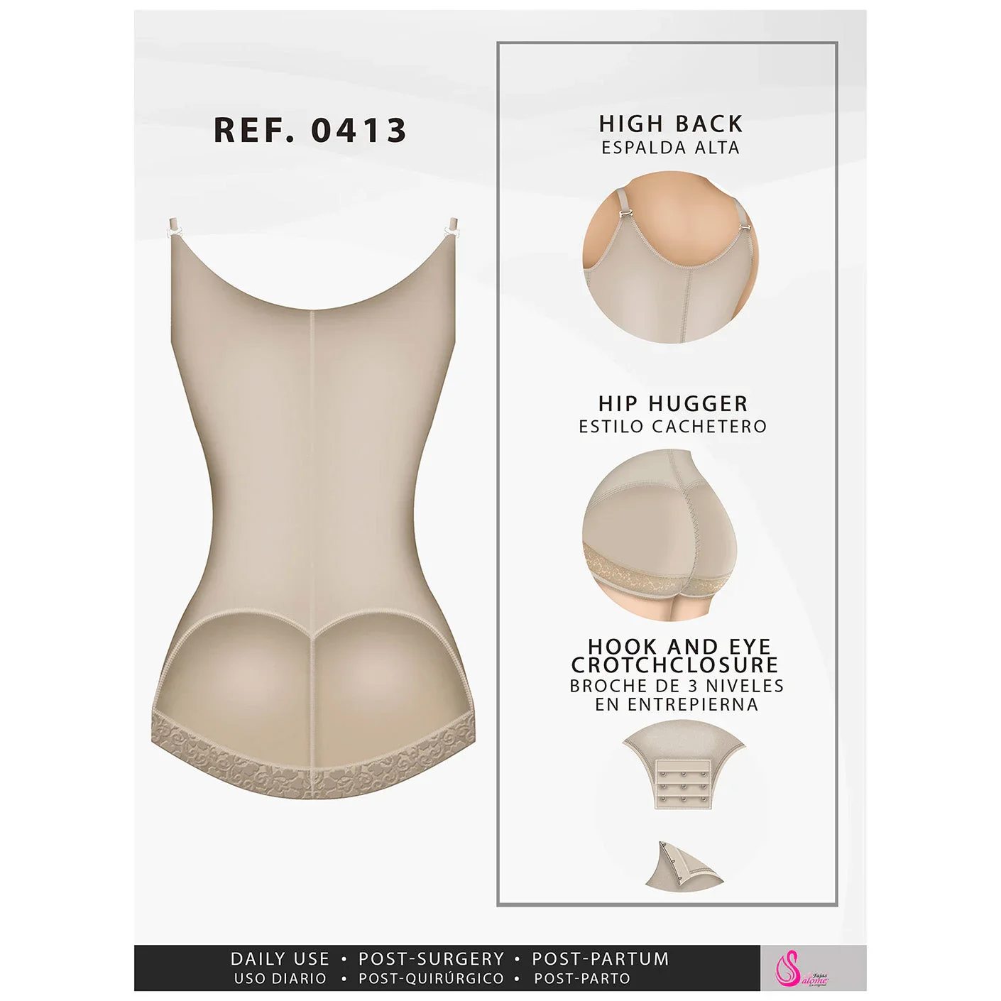 Fajas Salome Butt Lifter Tummy Control Shapewear for Women Open Bust Hiphugger Bodysuit Powernet - Image 12