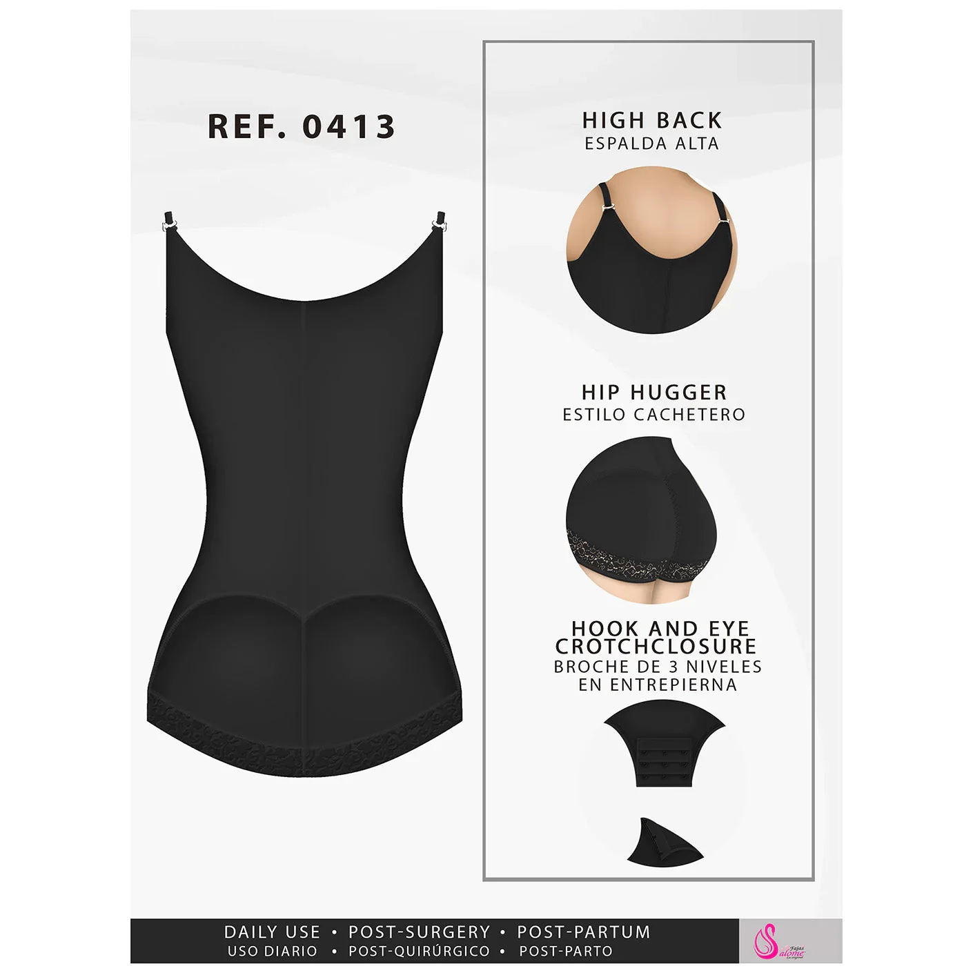 Fajas Salome Butt Lifter Tummy Control Shapewear for Women Open Bust Hiphugger Bodysuit Powernet - Image 14
