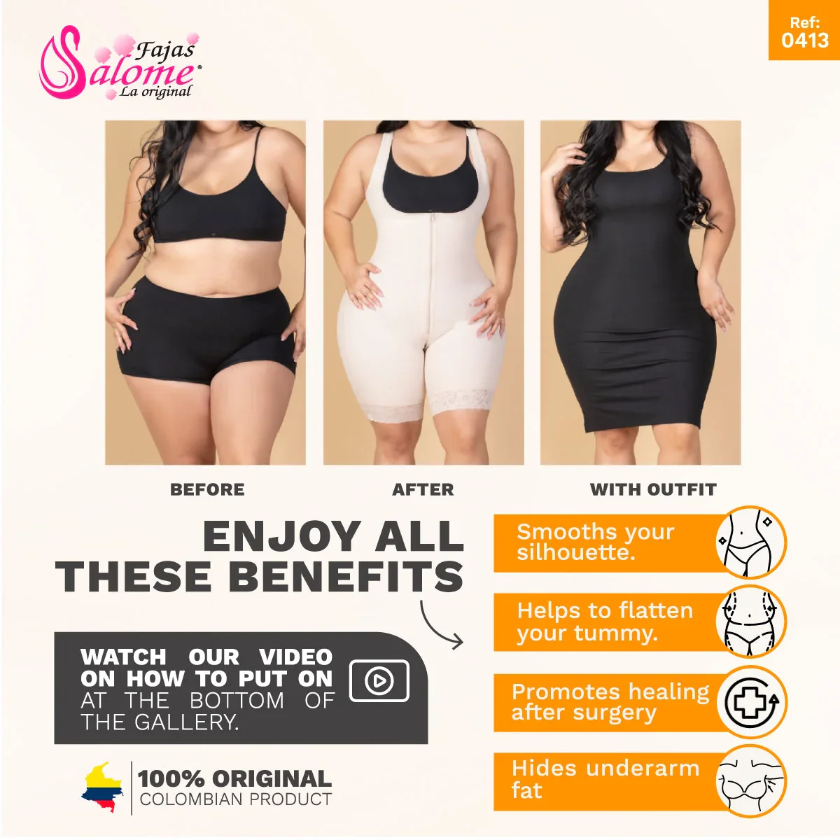 Fajas Salome Butt Lifter Tummy Control Shapewear for Women Open Bust Hiphugger Bodysuit Powernet - Image 9