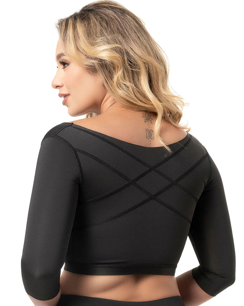 Fajas Sonryse Post Surgery Bra Posture Corrector Breast Augmentation Recovery Front Closure with Sleeves - Image 5