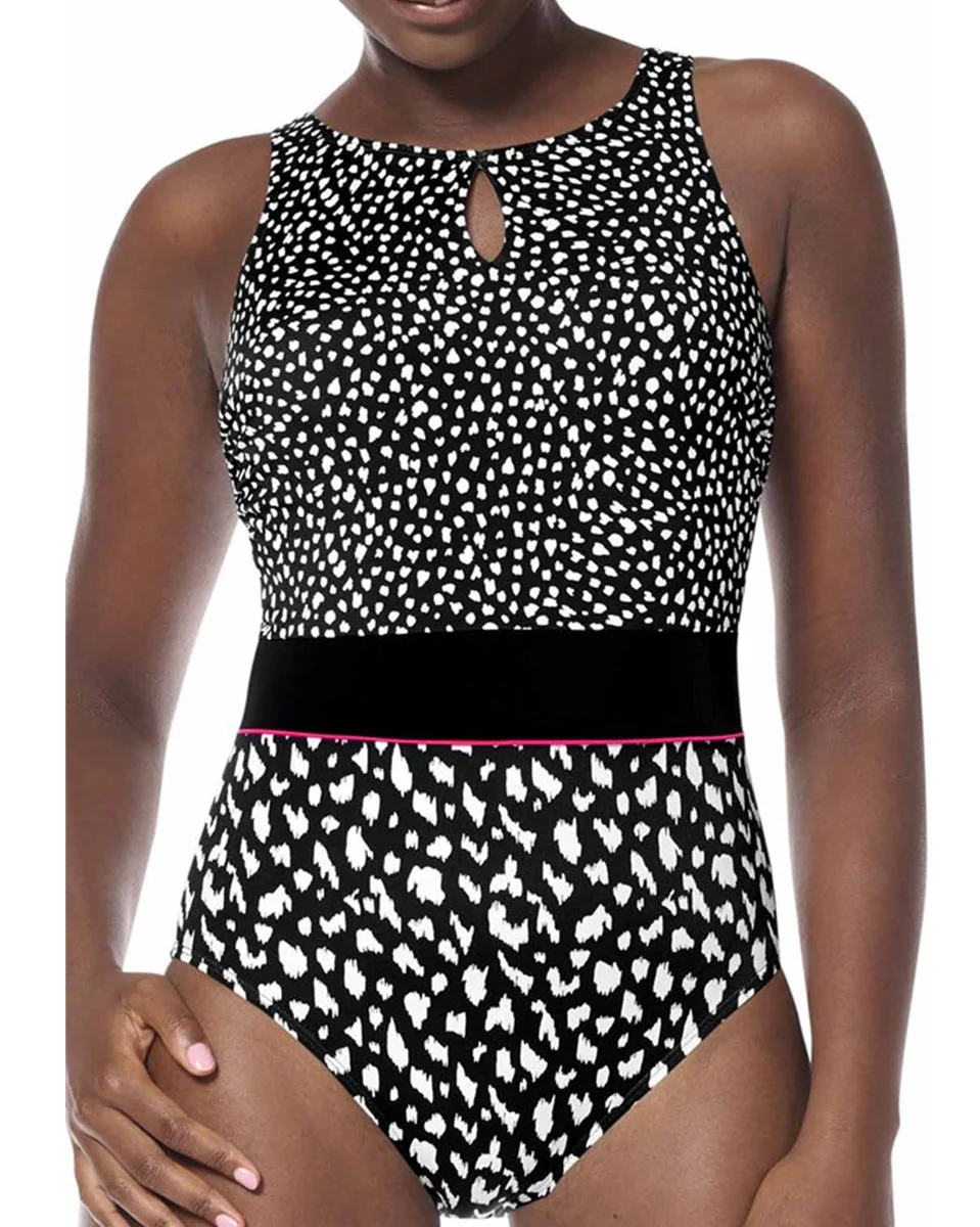 Final Sale Clearance Amoena Manila High Neck One-Piece Swimsuit - Black