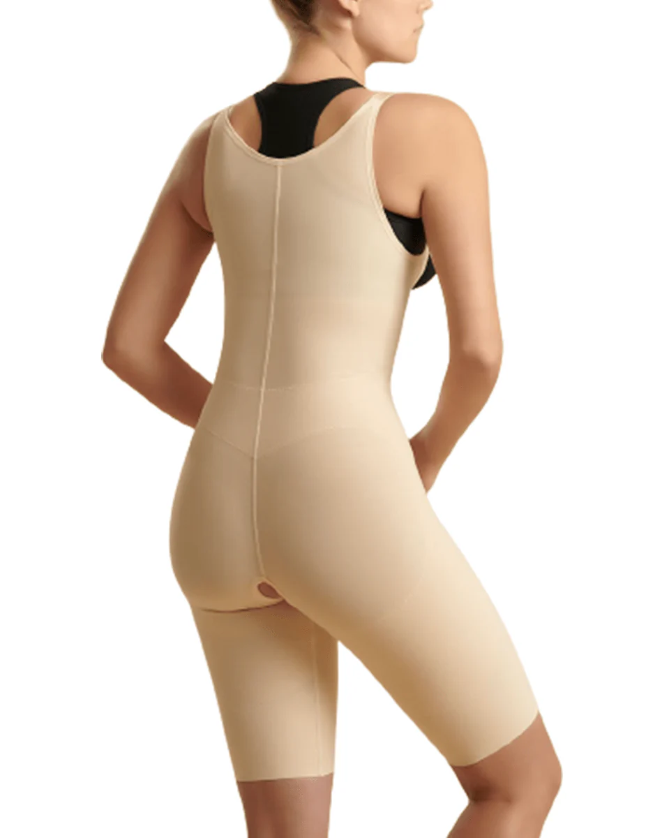 Marena Reinforced Girdle with High-Back and Layered Panels - Short Length, No Closures - Black/Beige - Image 2
