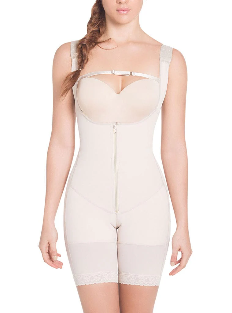 Siluet Extra-Strength Compression Wide Straps Mid-Thigh Bodysuit Slimming Shaper with latex - Image 3